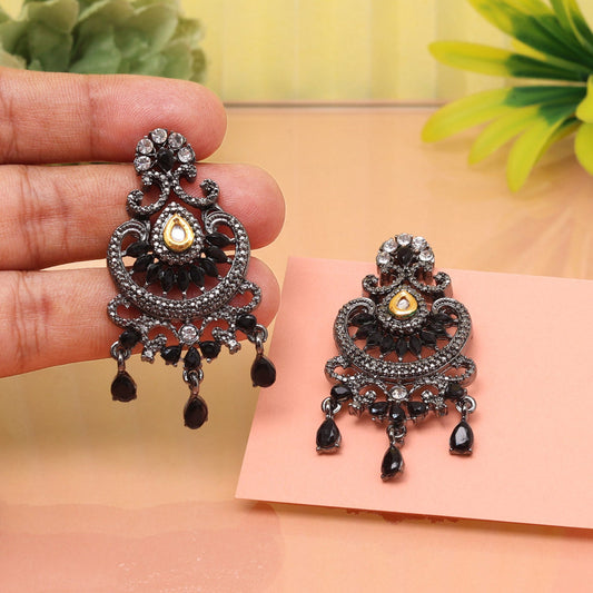 Classic Black Color Fashion Earrings To Match Any Evening Dress Look - Preyans.com