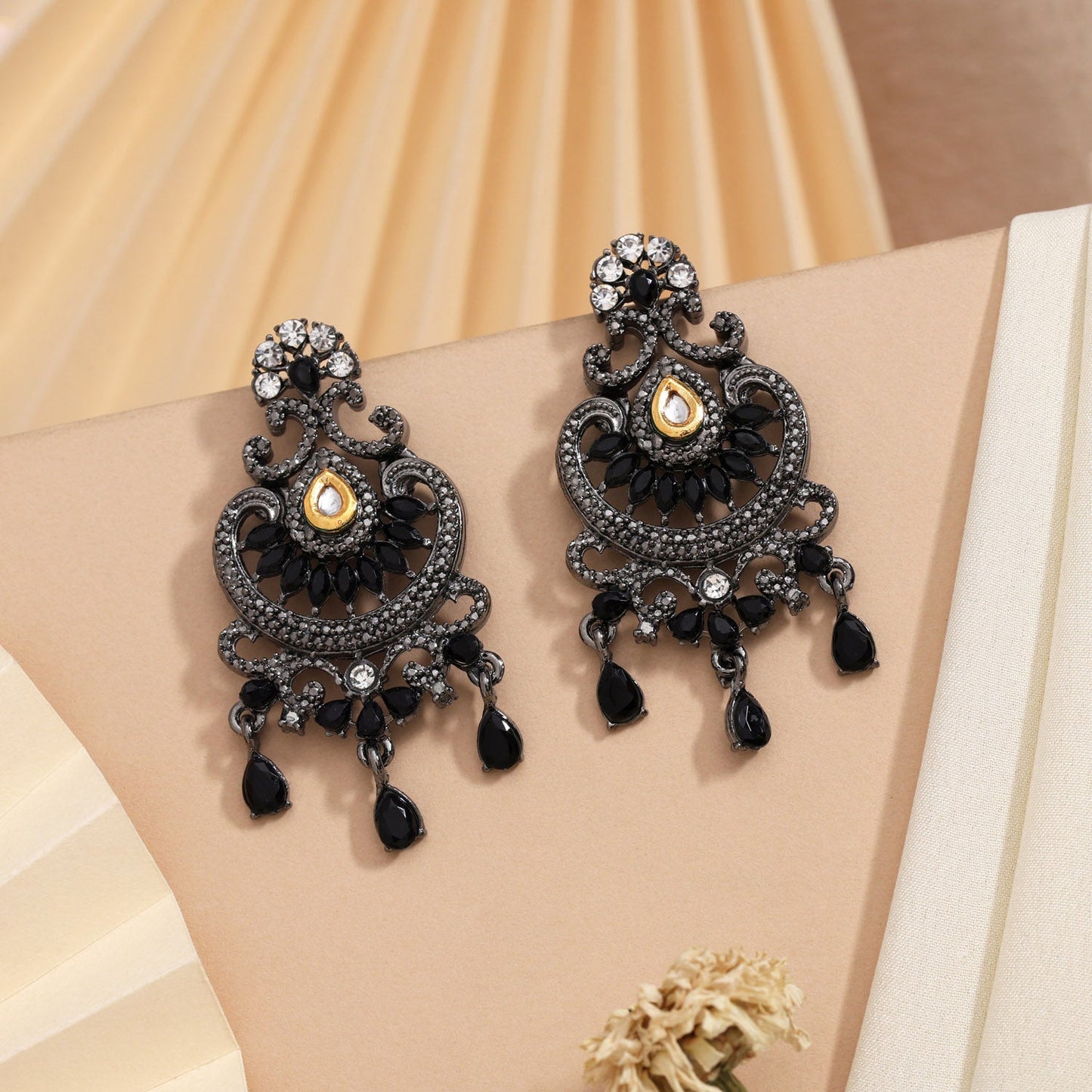 Classic Black Color Fashion Earrings To Match Any Evening Dress Look - Preyans.com