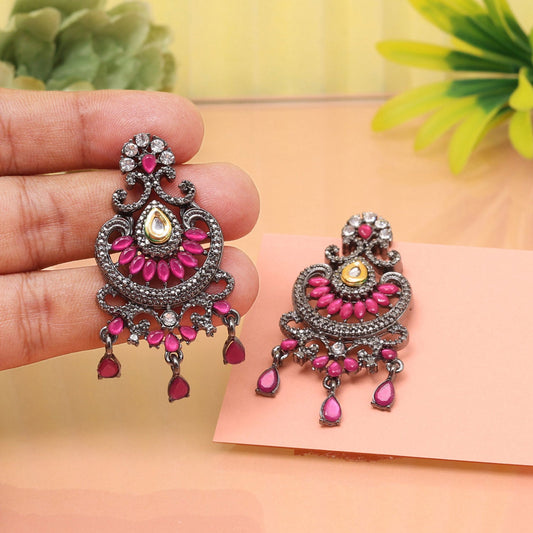 Trendy Rani Color Fashion Earrings With Unique Design For All Occasions - Preyans.com
