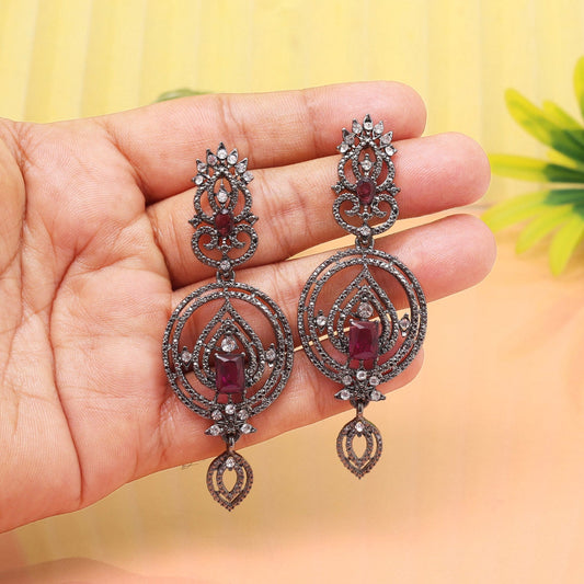 Deep Magenta Color Fashion Earrings Designed For Glamorous Occasions Only - Preyans.com