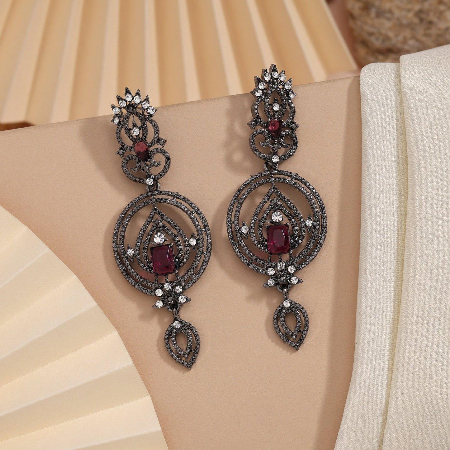 Deep Magenta Color Fashion Earrings Designed For Glamorous Occasions Only - Preyans.com