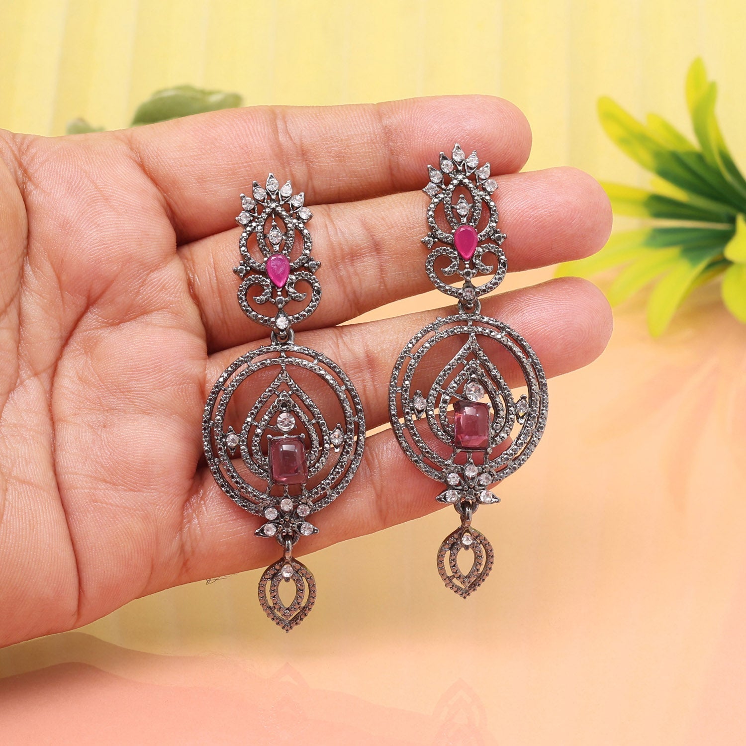 Regal Rani Color Fashion Earrings With Graceful Curves And Sparkling Shine - Preyans.com