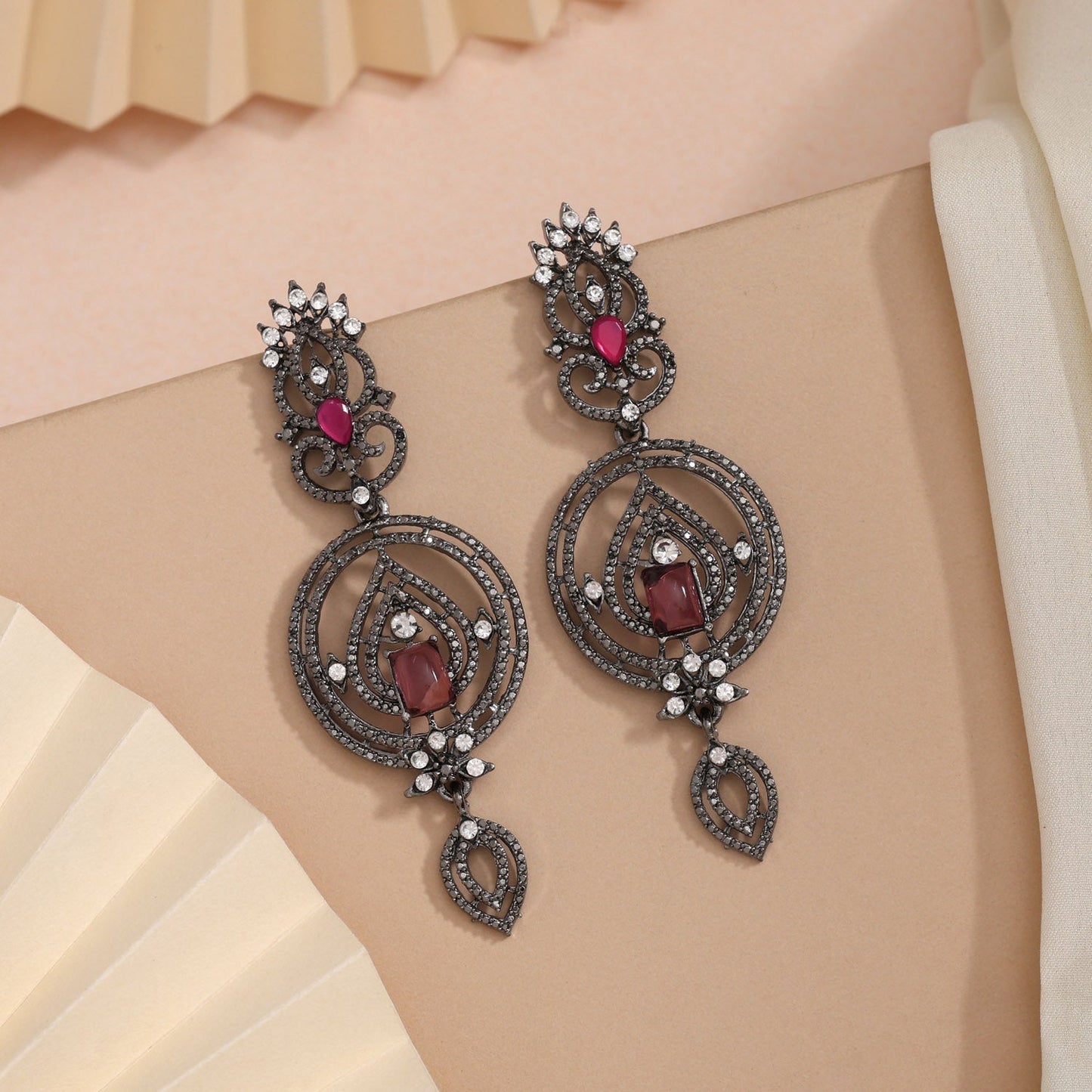Regal Rani Color Fashion Earrings With Graceful Curves And Sparkling Shine - Preyans.com