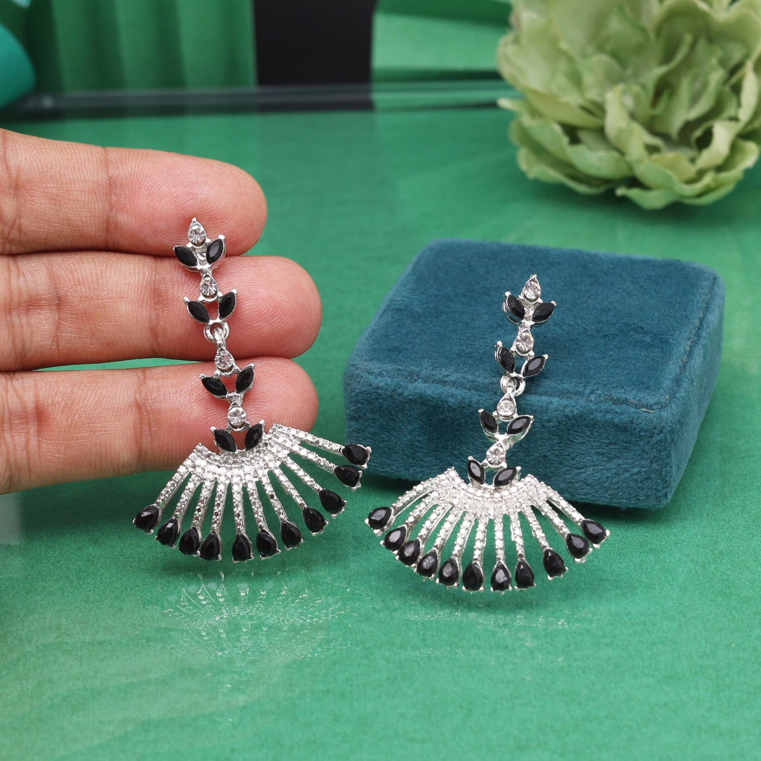 Sleek Black Color Fashion Earrings For Office And Everyday Versatility - Preyans.com