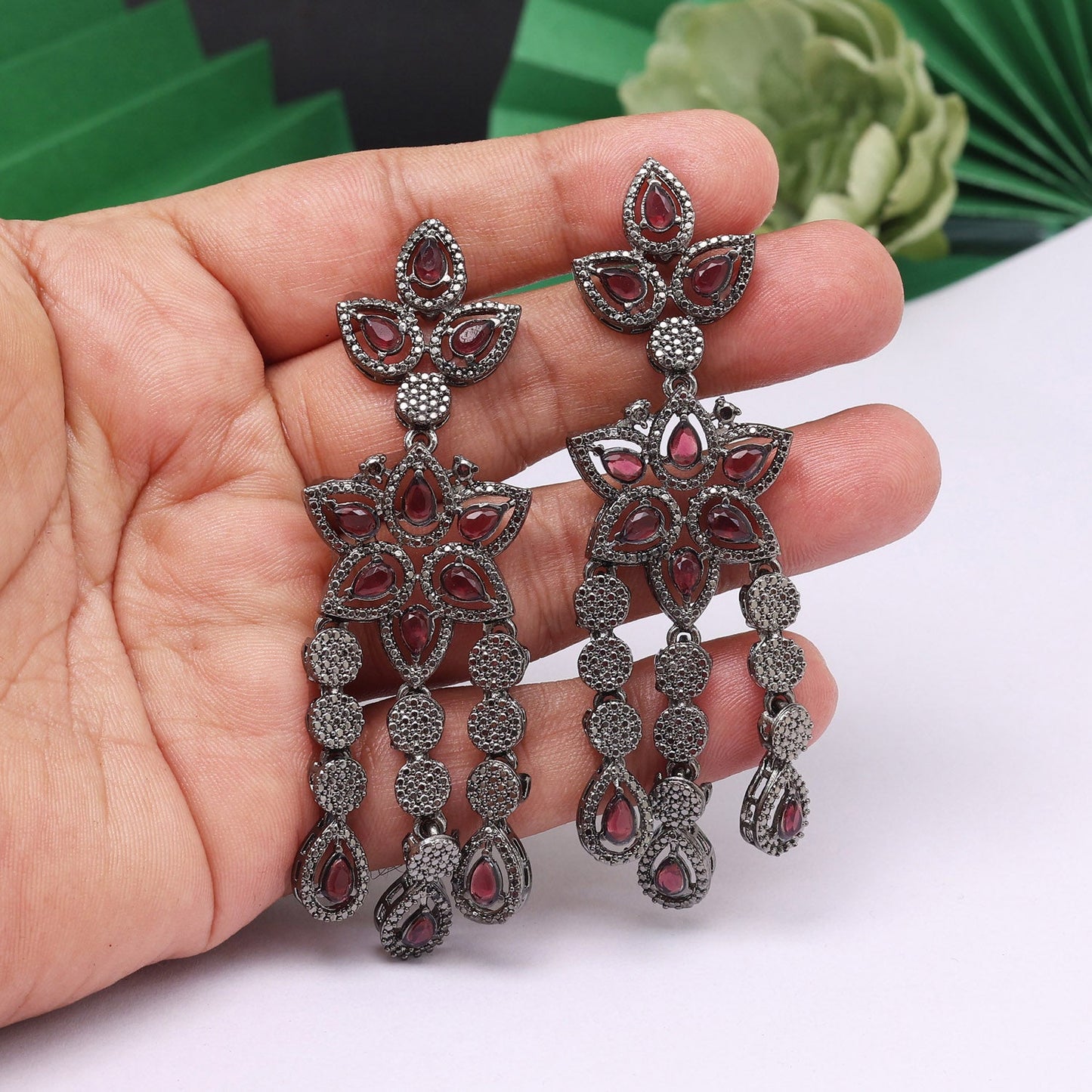 Alluring Magenta Color Fashion Earrings With Sparkle And Stand-Out Appeal - Preyans.com