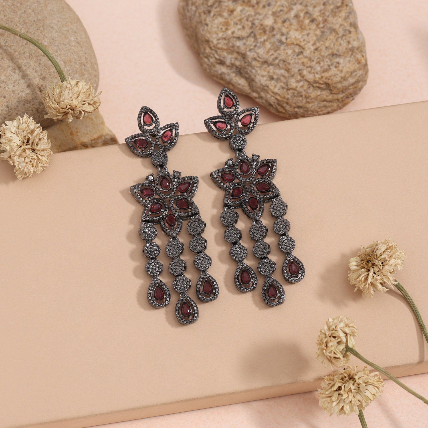 Alluring Magenta Color Fashion Earrings With Sparkle And Stand-Out Appeal - Preyans.com