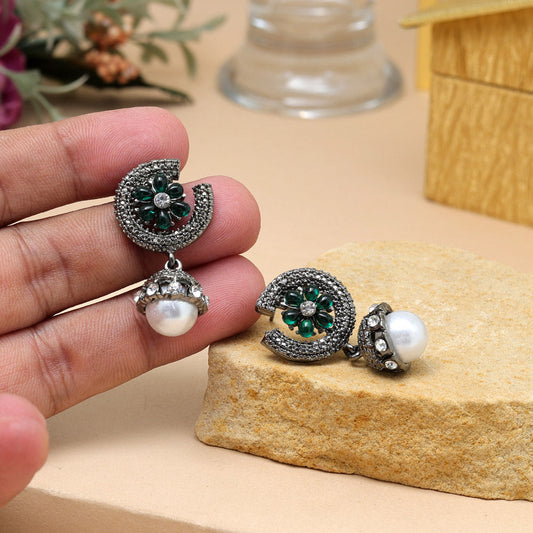 Green Color Fashion Earrings With Traditional Touch For Festive Season - Preyans.com