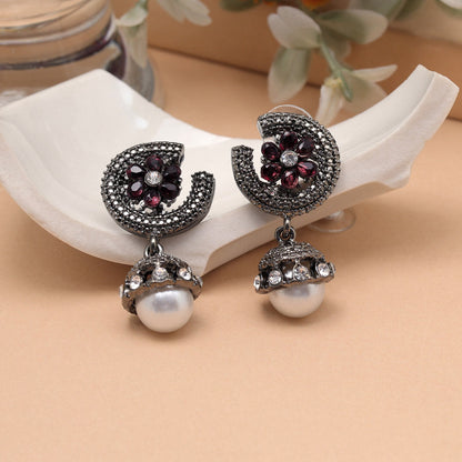 Magenta Color Fashion Earrings With Trendy Design For Modern Look - Preyans.com