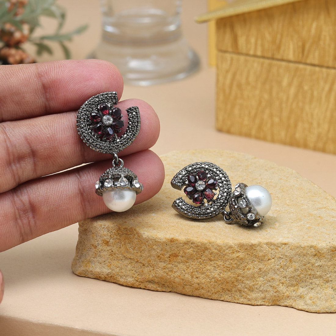 Magenta Color Fashion Earrings With Trendy Design For Modern Look - Preyans.com