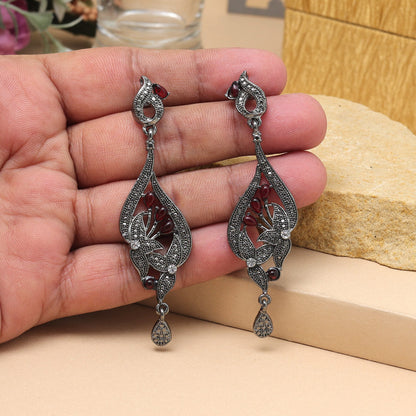 Orange Color Fashion Earrings Featuring Boho Design For Fusion Attire - Preyans.com