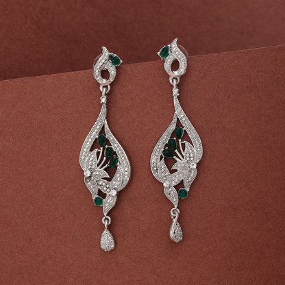 Green Color Fashion Earrings In Classic Leaf Pattern For Festive Look - Preyans.com