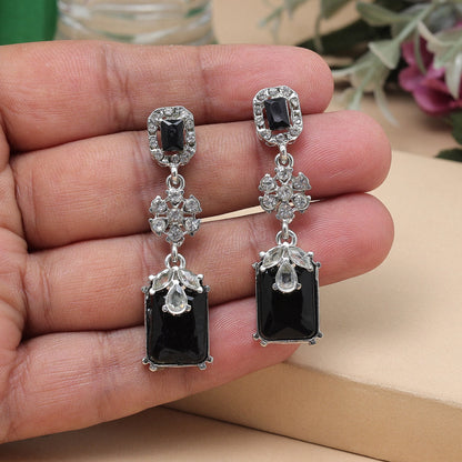 Black Color Fashion Earrings In Unique Geometric Cut For Girls - Preyans.com