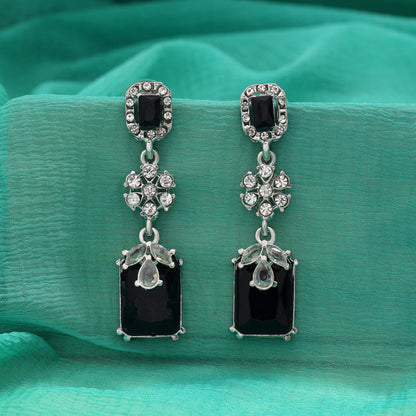 Black Color Fashion Earrings In Unique Geometric Cut For Girls - Preyans.com