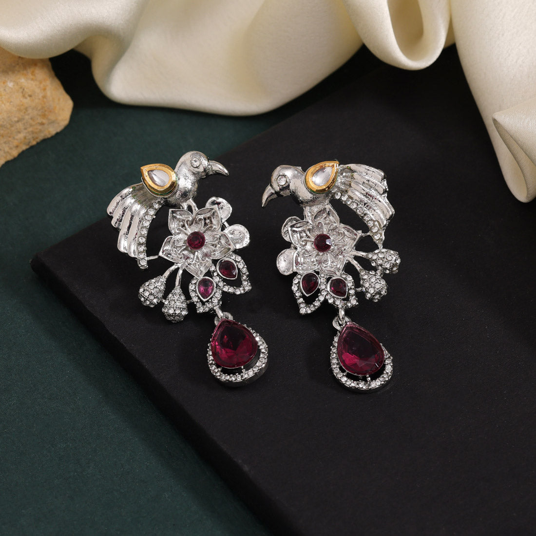 Magenta Color Fashion Earrings In Designer Trendy Style For Functions - Preyans.com