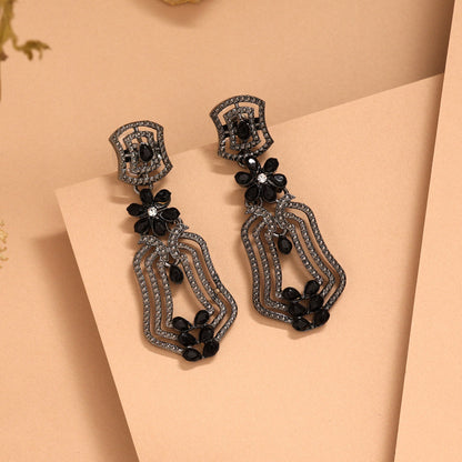 Black Color Fashion Earrings For Night Out Or Festive Parties - Preyans.com