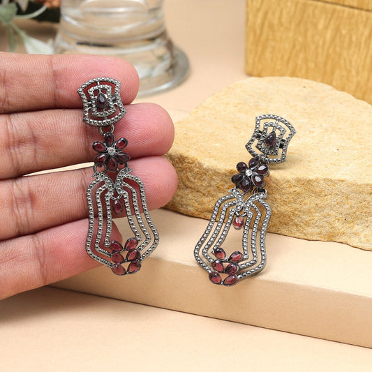 Magenta Color Fashion Earrings In Polki Style For Bridal Looks - Preyans.com