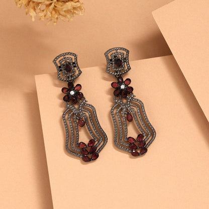 Magenta Color Fashion Earrings In Polki Style For Bridal Looks - Preyans.com