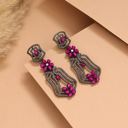 Rani Color Fashion Earrings With Shiny Crystals And Premium Look - Preyans.com