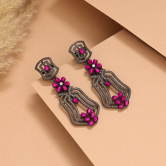 Rani Color Fashion Earrings With Shiny Crystals And Premium Look - Preyans.com