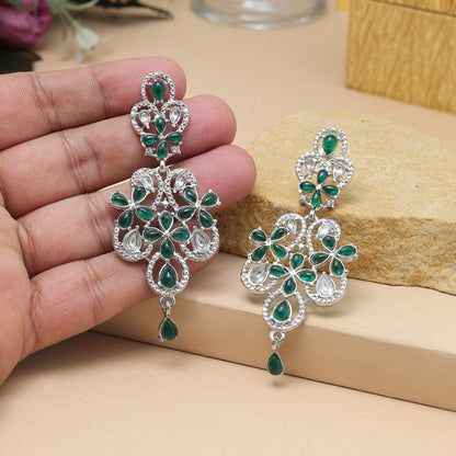 Green Color Fashion Earrings With Floral Carving And Handmade Touch - Preyans.com