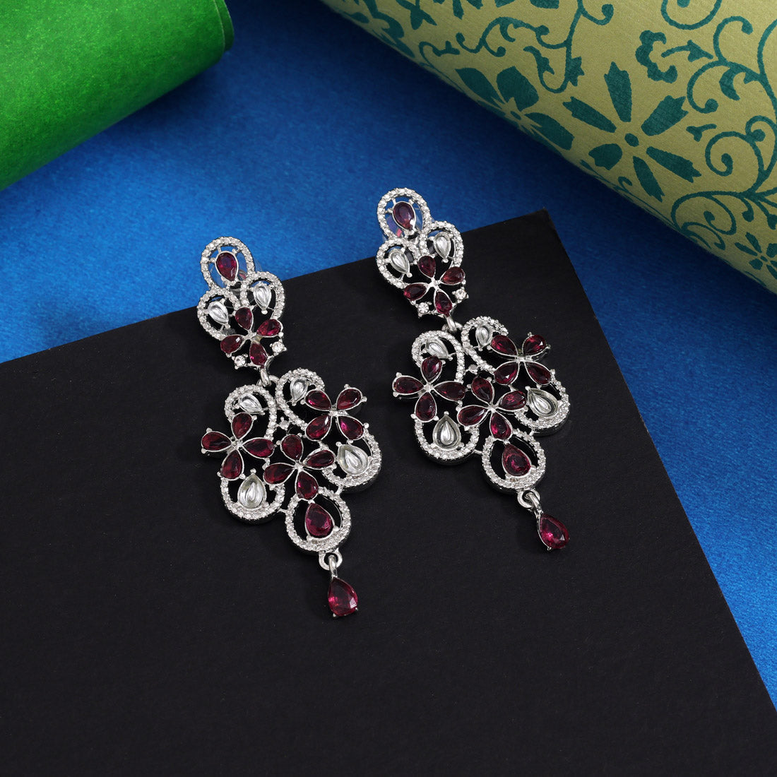 Magenta Color Fashion Earrings Designed For Ethnic Wear And Sarees - Preyans.com