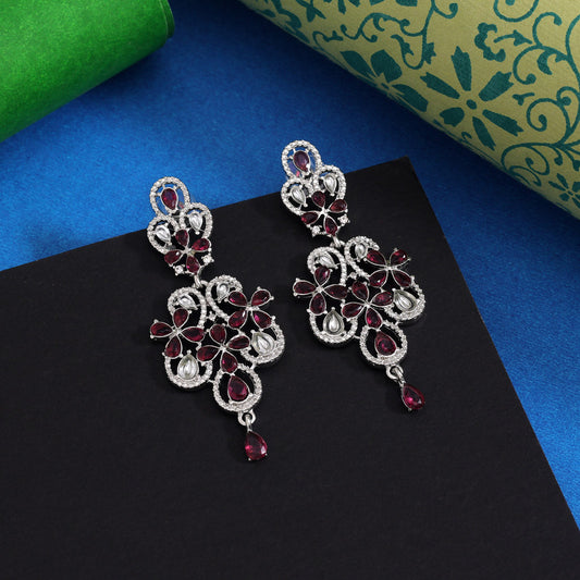 Magenta Color Fashion Earrings Designed For Ethnic Wear And Sarees - Preyans.com