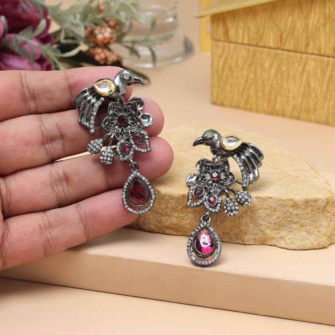 Magenta Color Fashion Earrings For Bridesmaids And Traditional Events - Preyans.com