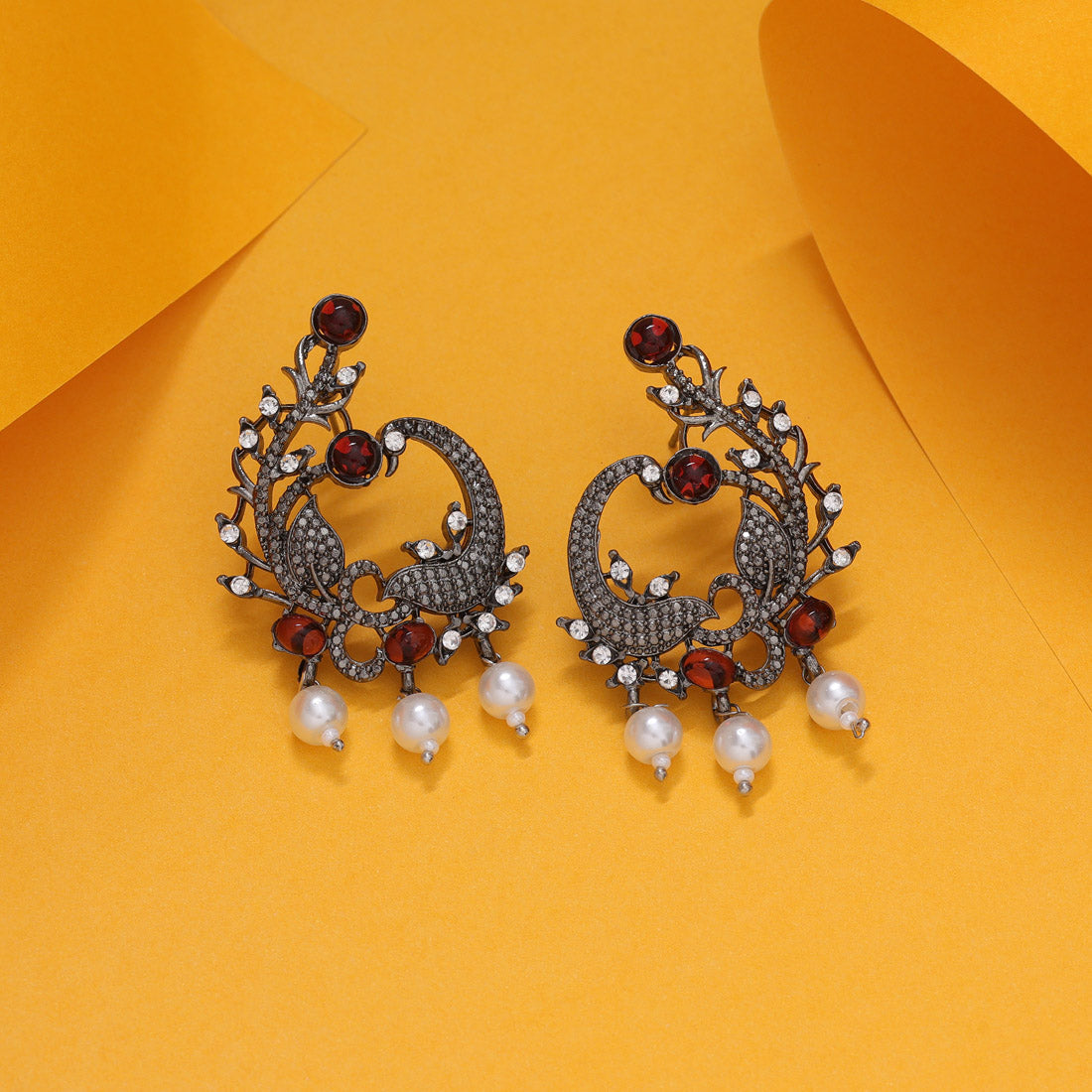 Orange Color Fashion Earrings For Wedding And Mehendi Ceremony Wear - Preyans.com