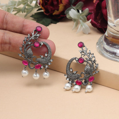 Rani Color Fashion Earrings In Meenakari Inspired Look And Finish - Preyans.com