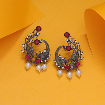 Rani Color Fashion Earrings In Meenakari Inspired Look And Finish - Preyans.com