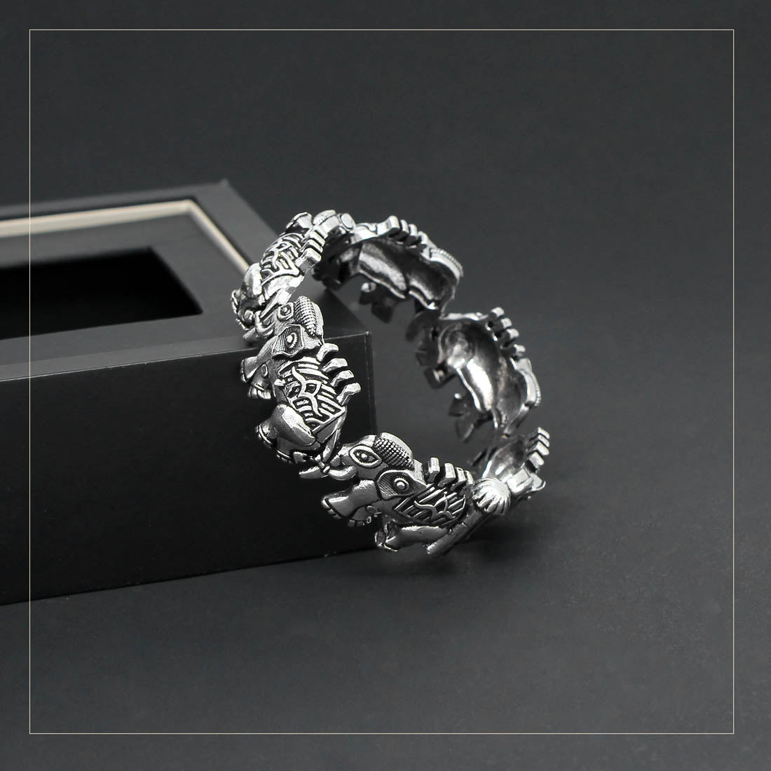 Silver Color Oxidised Bracelet (GSB163SLV) - Preyans.com