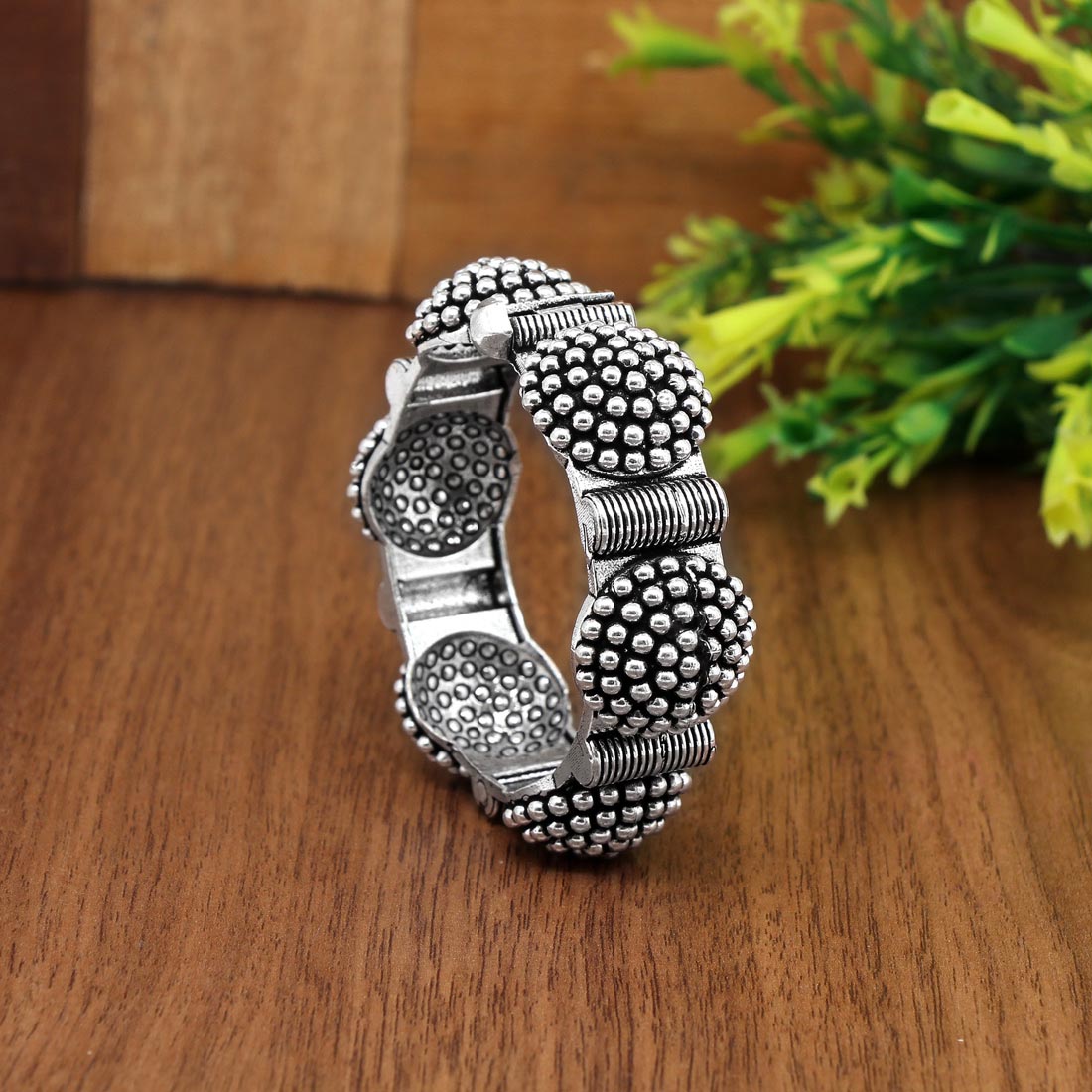 Silver Color Oxidised Bracelet (GSB169SLV) - preyans.com