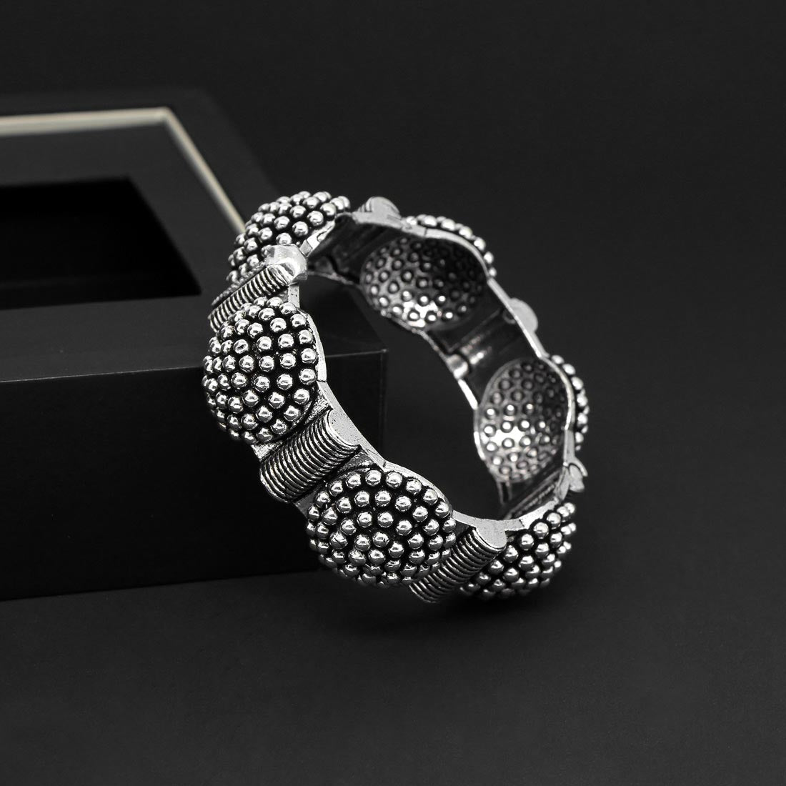 Silver Color Oxidised Bracelet (GSB169SLV) - preyans.com