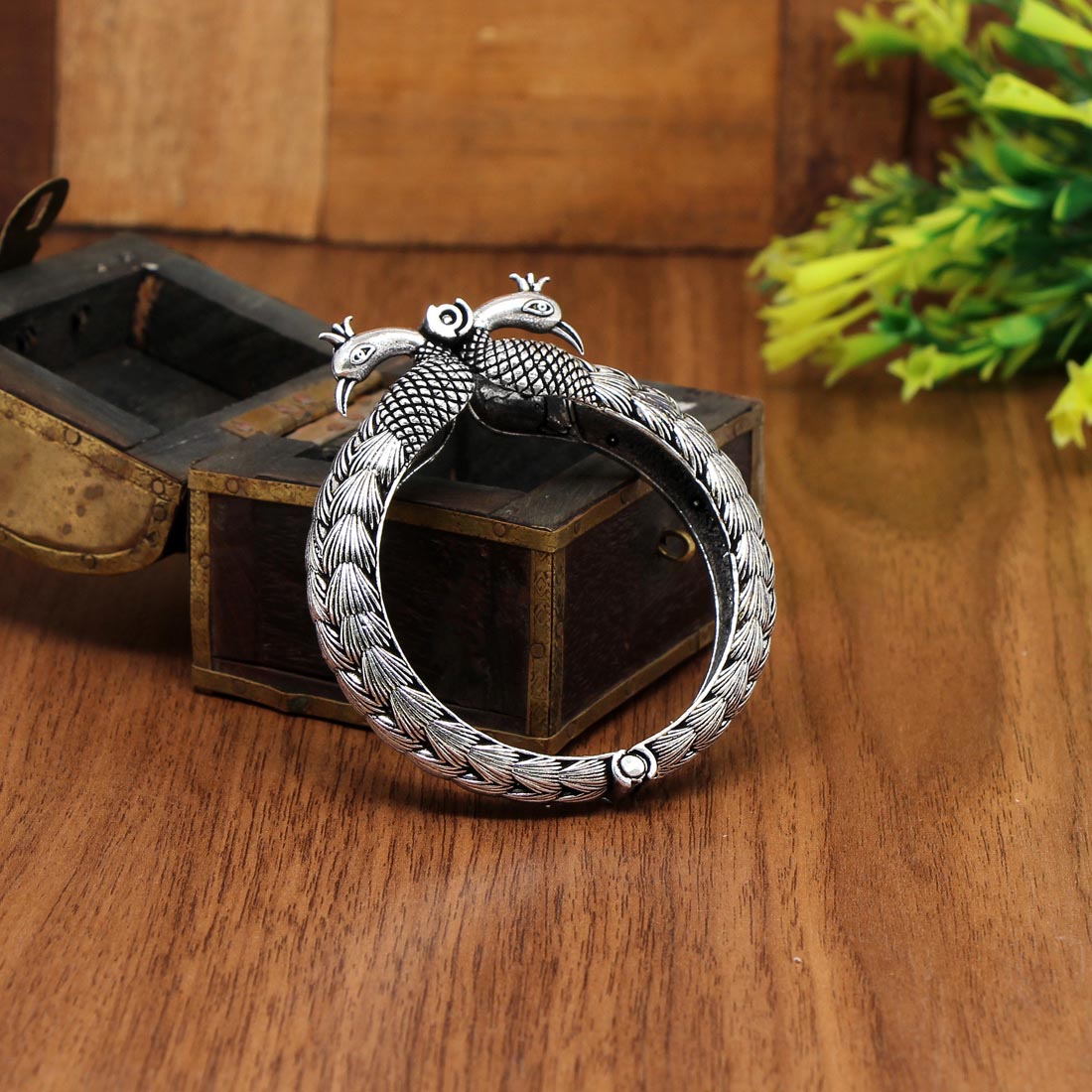 Silver Color Oxidised Bracelet (GSB174SLV) - preyans.com