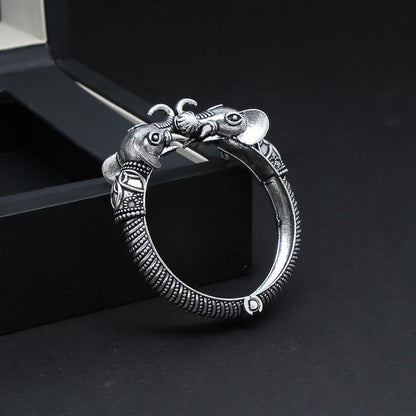 Silver Color Oxidised Bracelet (GSB200SLV) - preyans.com