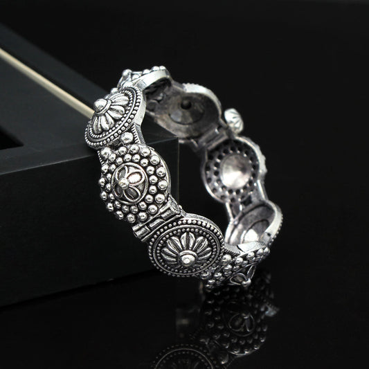 Silver Color Oxidised Bracelet (GSB261SLV) - Preyans.com