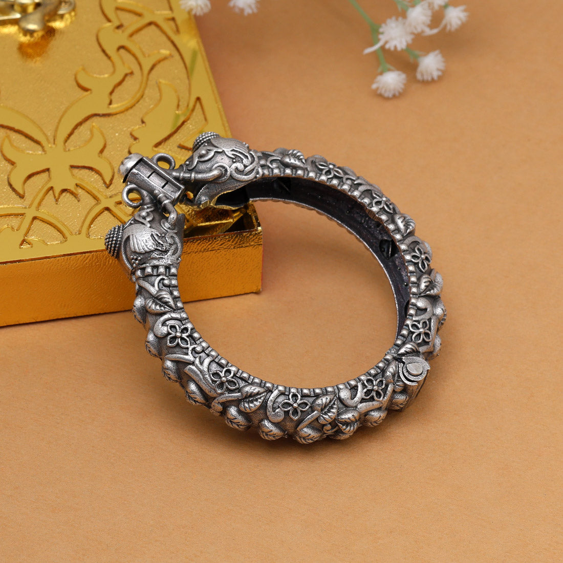 Silver Color Oxidised Bracelet (GSB336SLV) - preyans.com