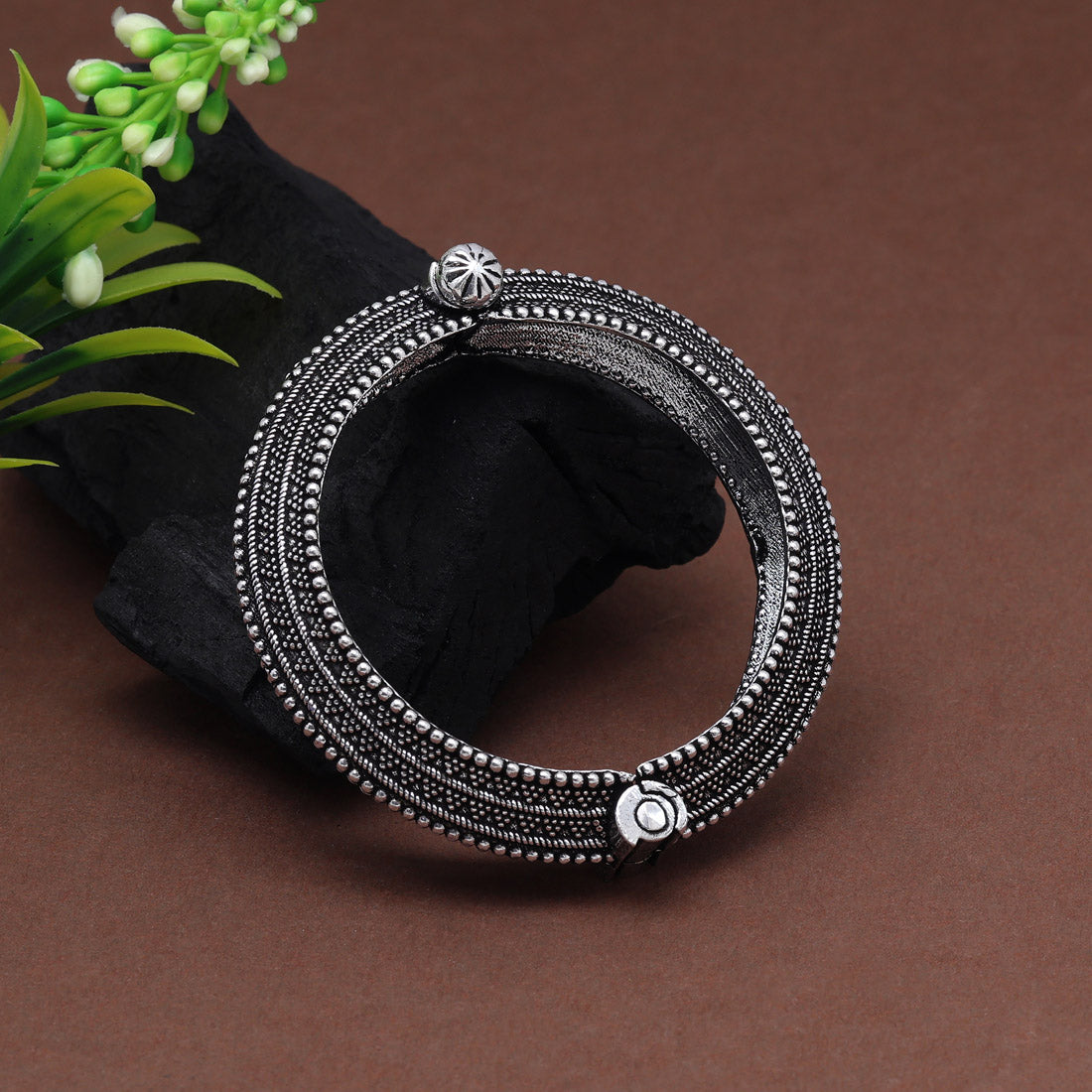 Silver Color Oxidised Bracelet (GSB338SLV) - preyans.com