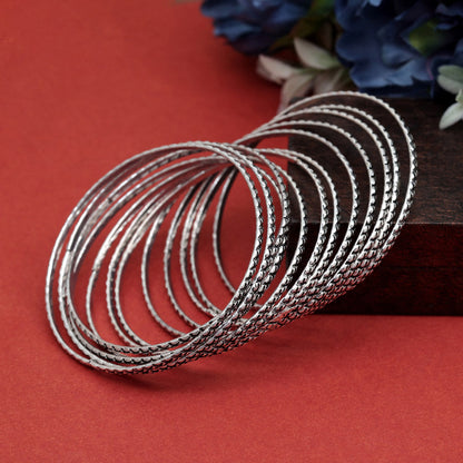 Silver Color Oxidised Bangle Set: 2.8 (GSB357SLV-2.8) - preyans.com