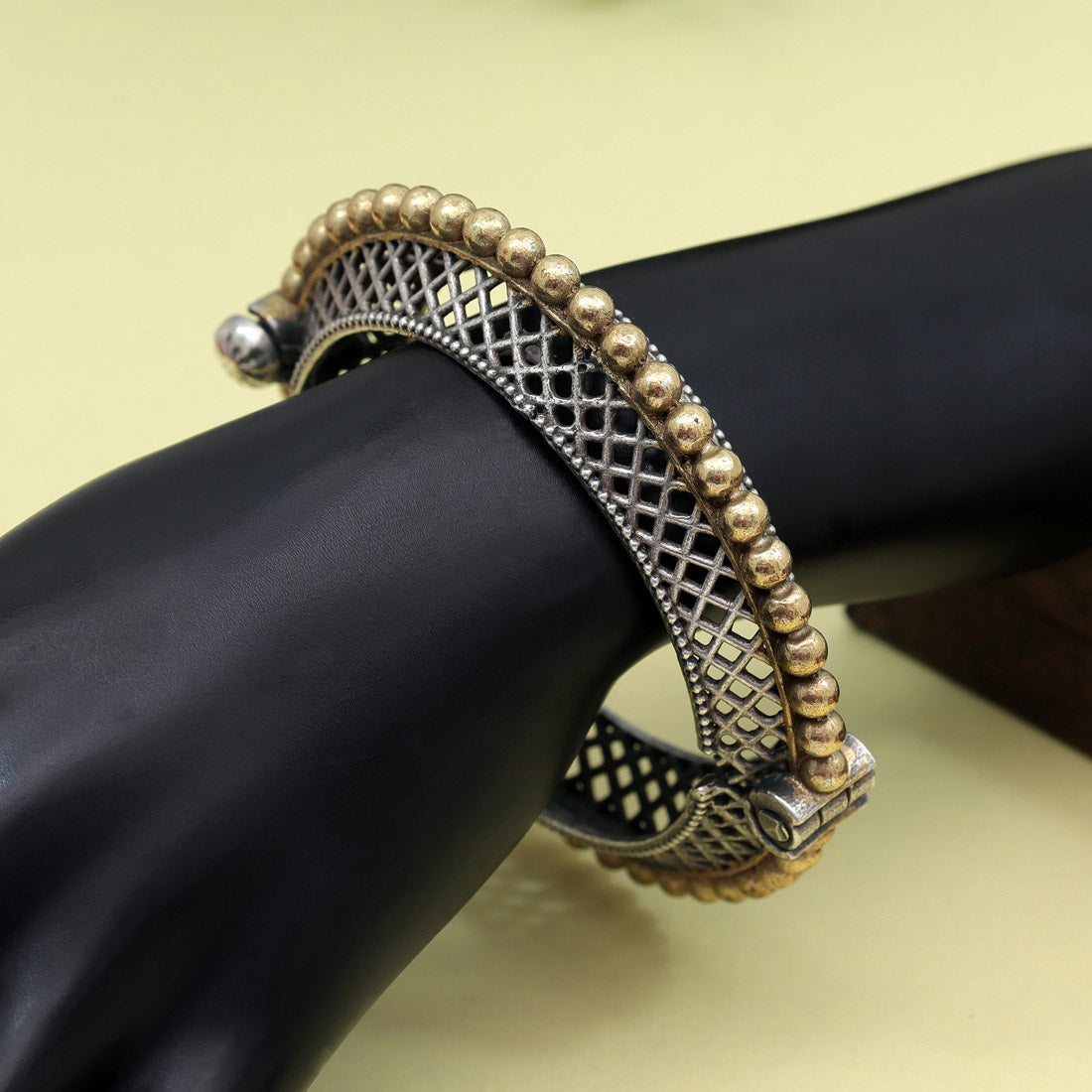 Gold & Silver Color Dual Tone Oxidised Bracelet (GSB361GS) - preyans.com