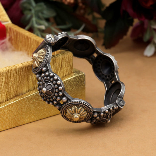 Gold & Silver Color Dual Tone Oxidised Bracelet (GSB362GS) - preyans.com