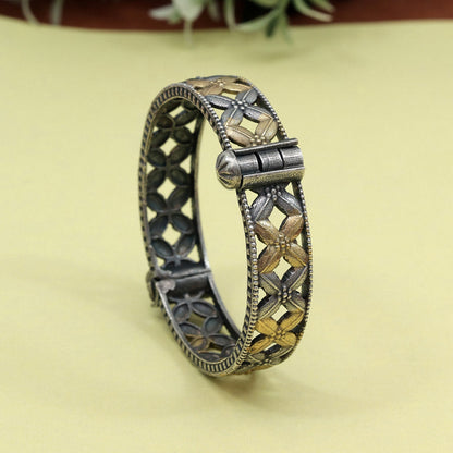 Gold & Silver Color Dual Tone Oxidised Bracelet (GSB366GS) - preyans.com