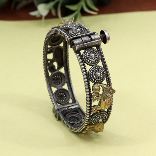 Gold & Silver Color Dual Tone Oxidised Bracelet (GSB370GS) - preyans.com