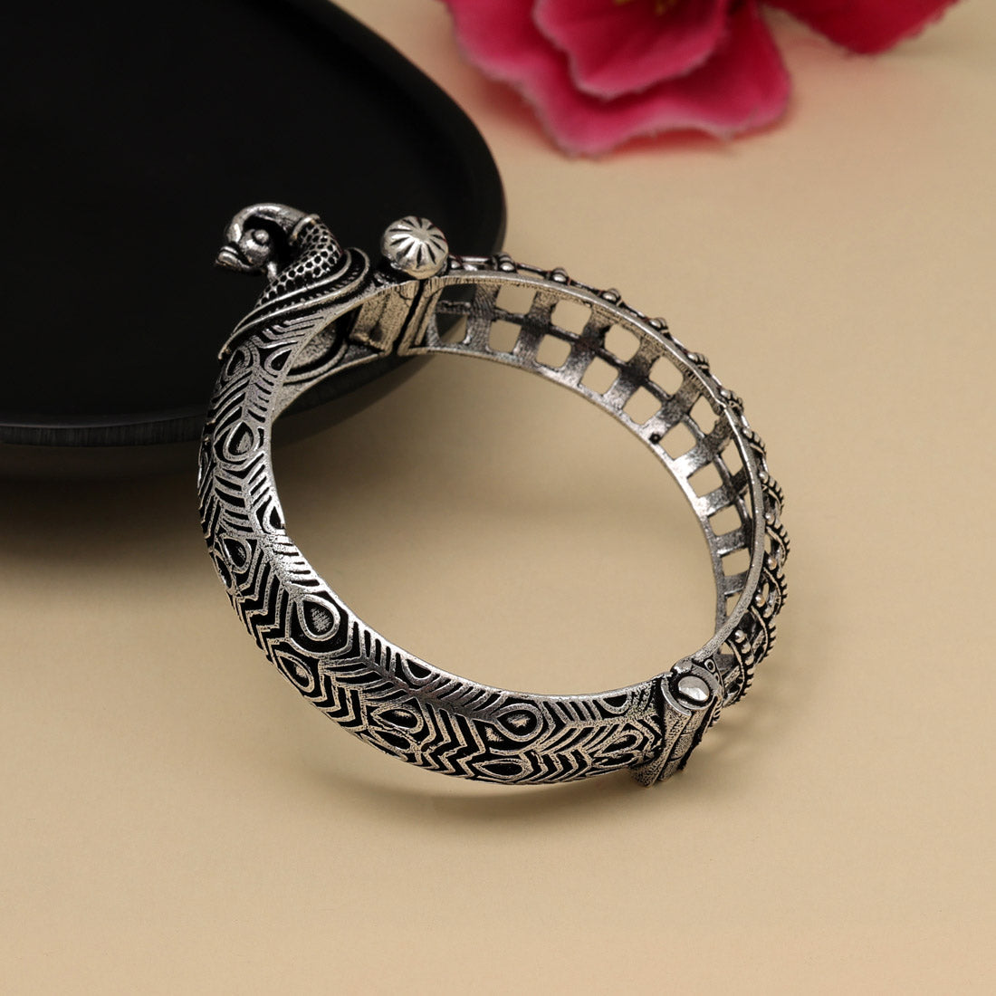 Silver Color Oxidised Bracelet (GSB372SLV) - preyans.com