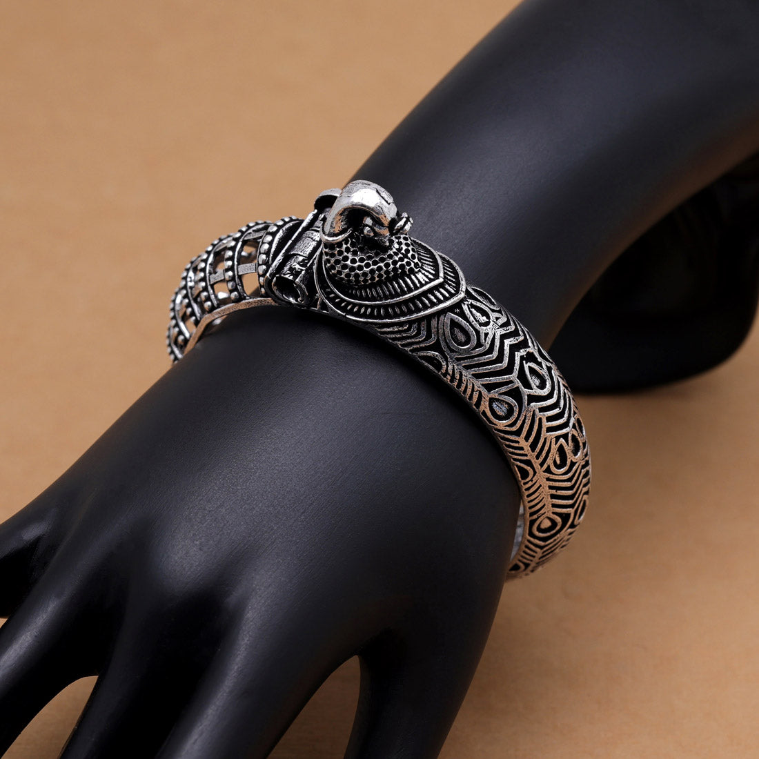 Silver Color Oxidised Bracelet (GSB372SLV) - preyans.com