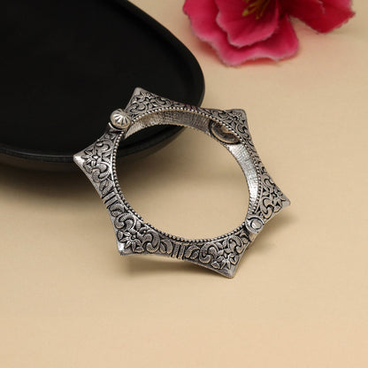 Silver Color Oxidised Bracelet (GSB373SLV) - preyans.com