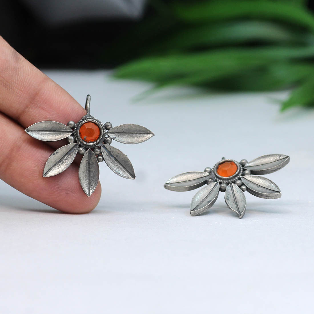 Orange Color Oxidised Earrings (GSE2464ORG) - preyans.com