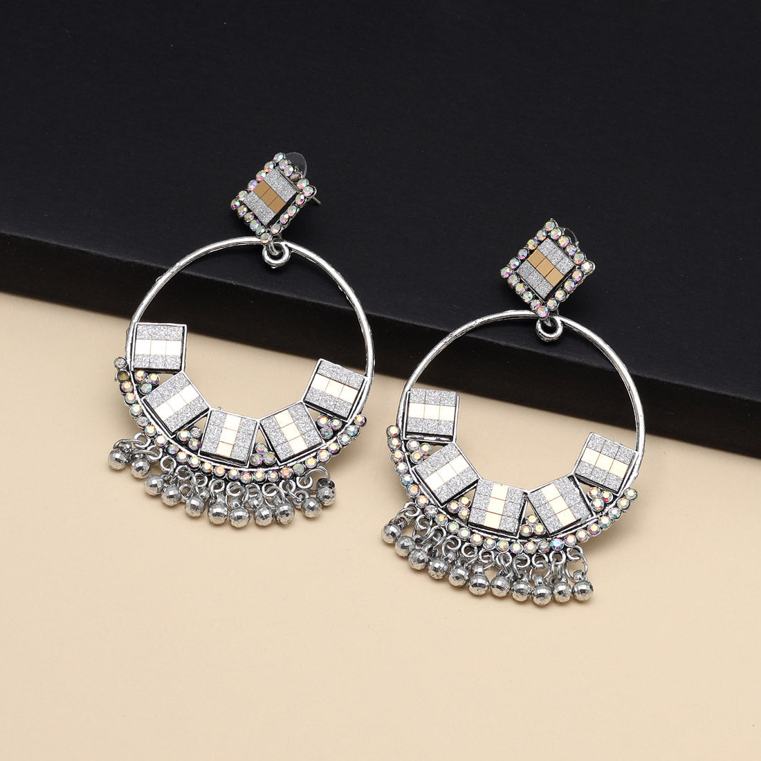 Gold & Silver Color Oxidised Earrings (GSE2806GS) - preyans.com