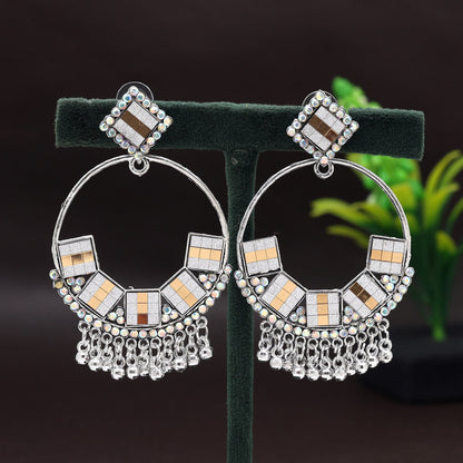 Gold & Silver Color Oxidised Earrings (GSE2806GS) - preyans.com