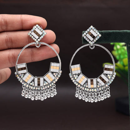 Gold & Silver Color Oxidised Earrings (GSE2806GS) - preyans.com